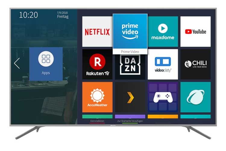 Die Auswahl den Smart-TV-Funktionen